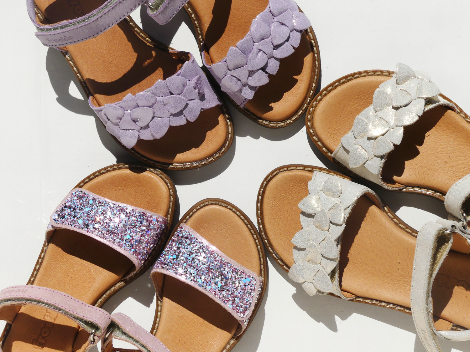 Kindersandalen Rosa Glitzer Blumen