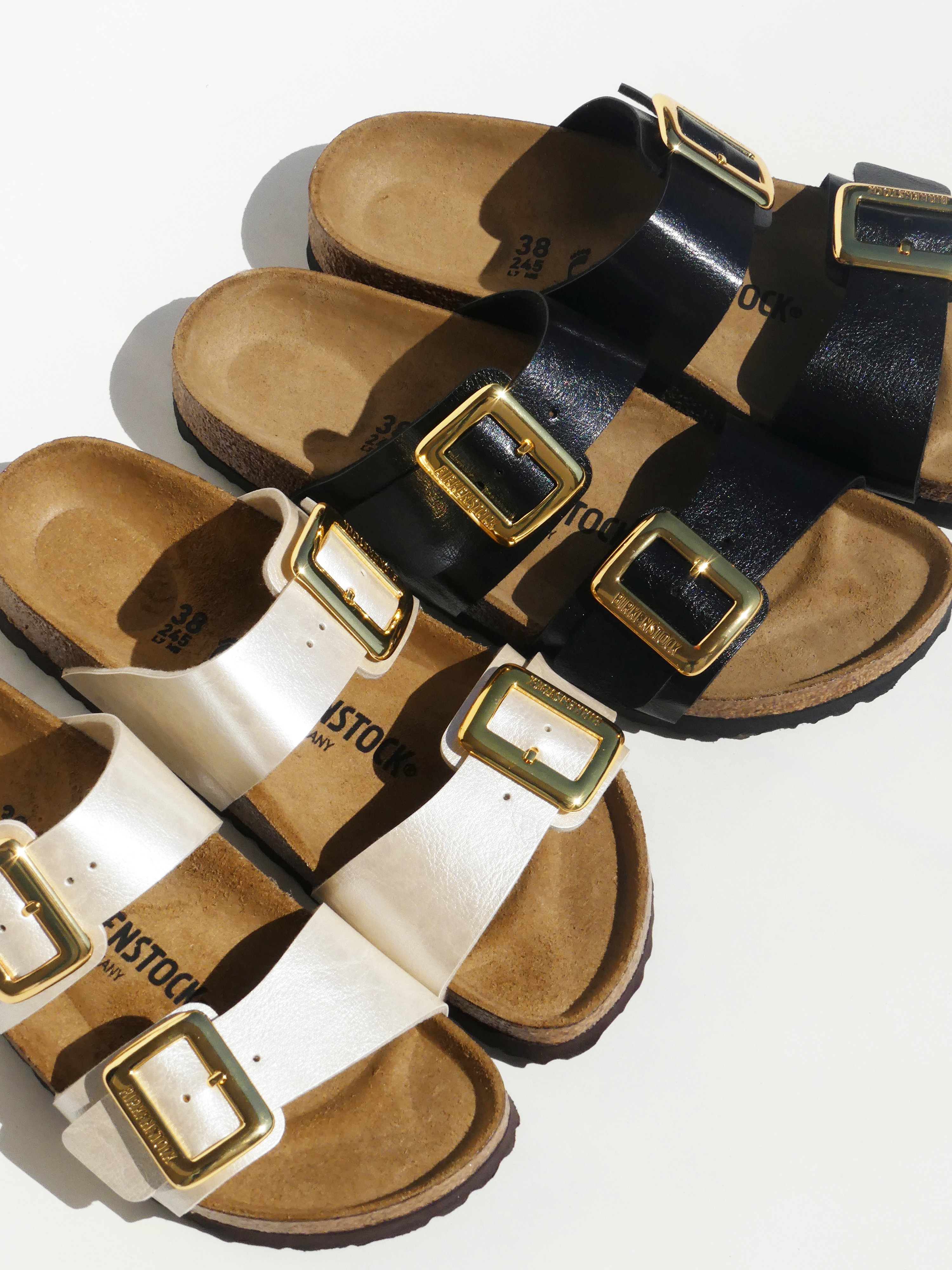 Birkenstock Big Buckle Gold Schwarz und Perlmutt