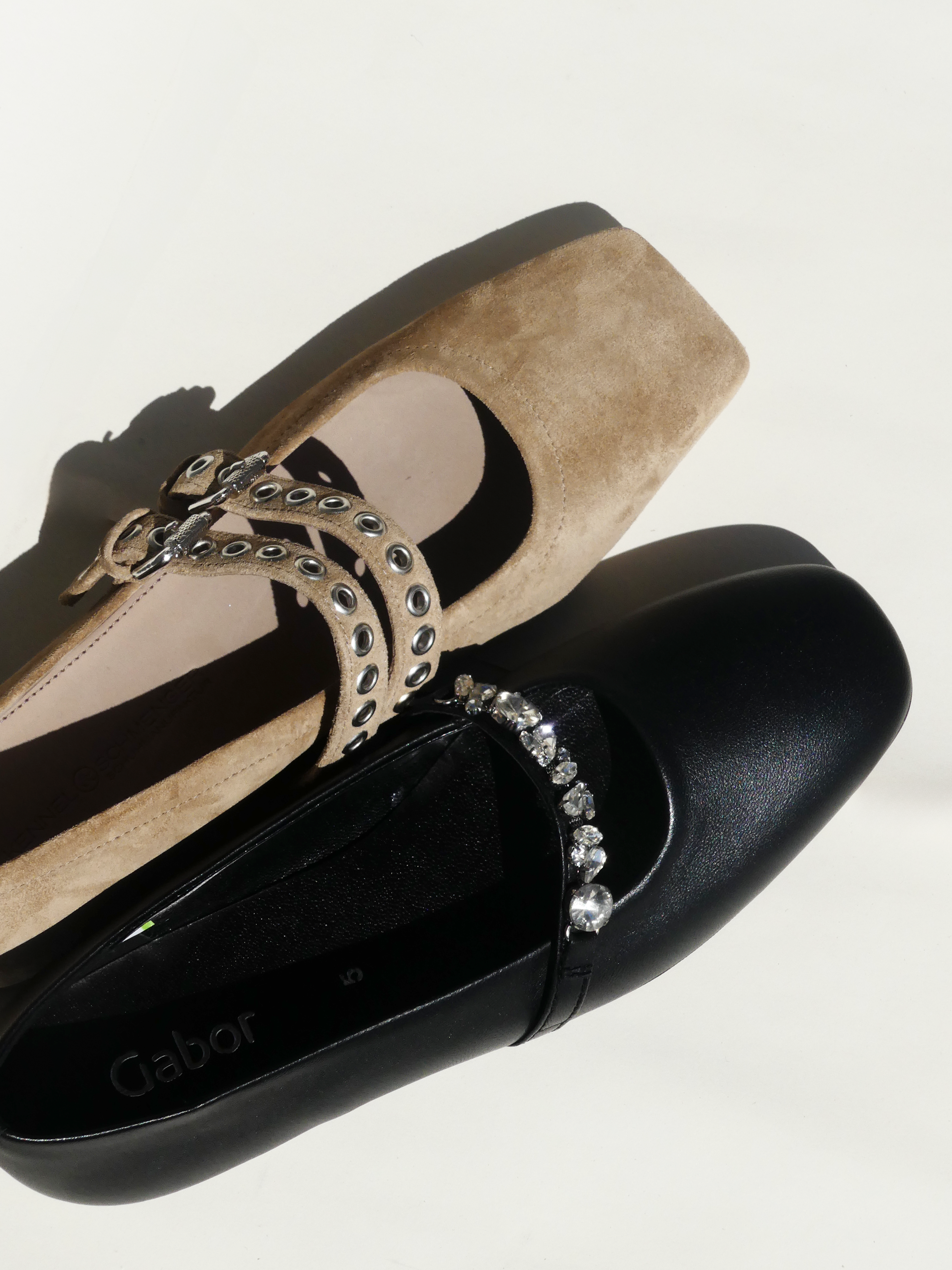 Mary Janes Braun Ösen Kennel und Schmenger Gabor Glitzer